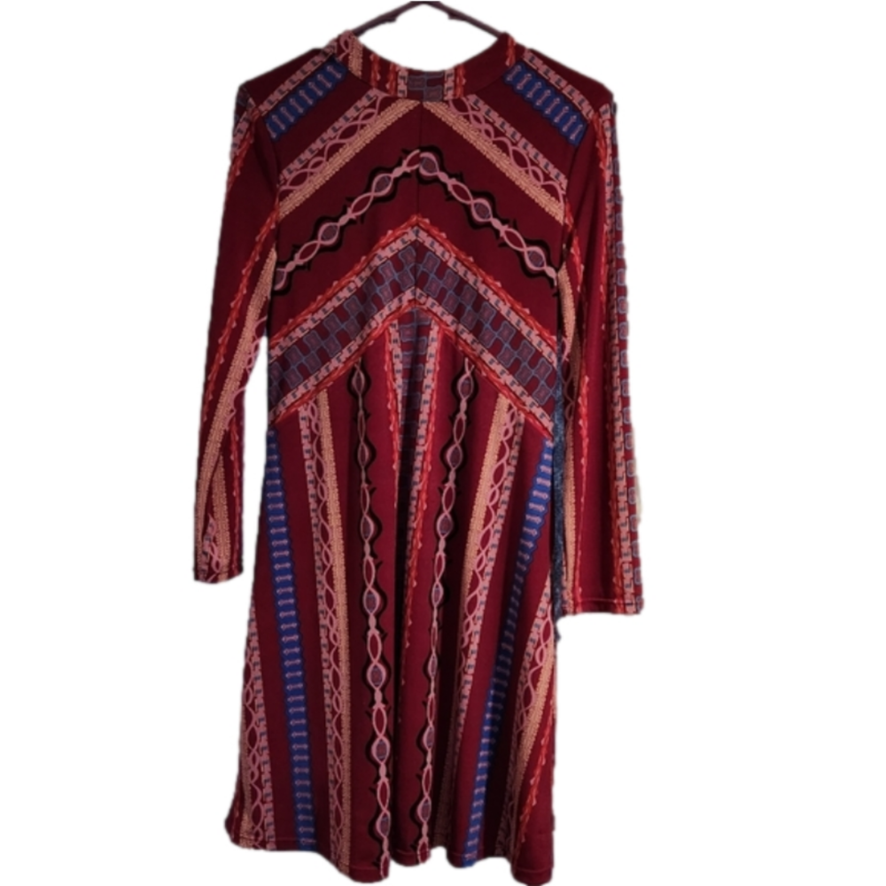Free People Stella Long Sleeve Mock Neck Fuchsia Mini Dress Women’s Medium - Picture 2 of 11